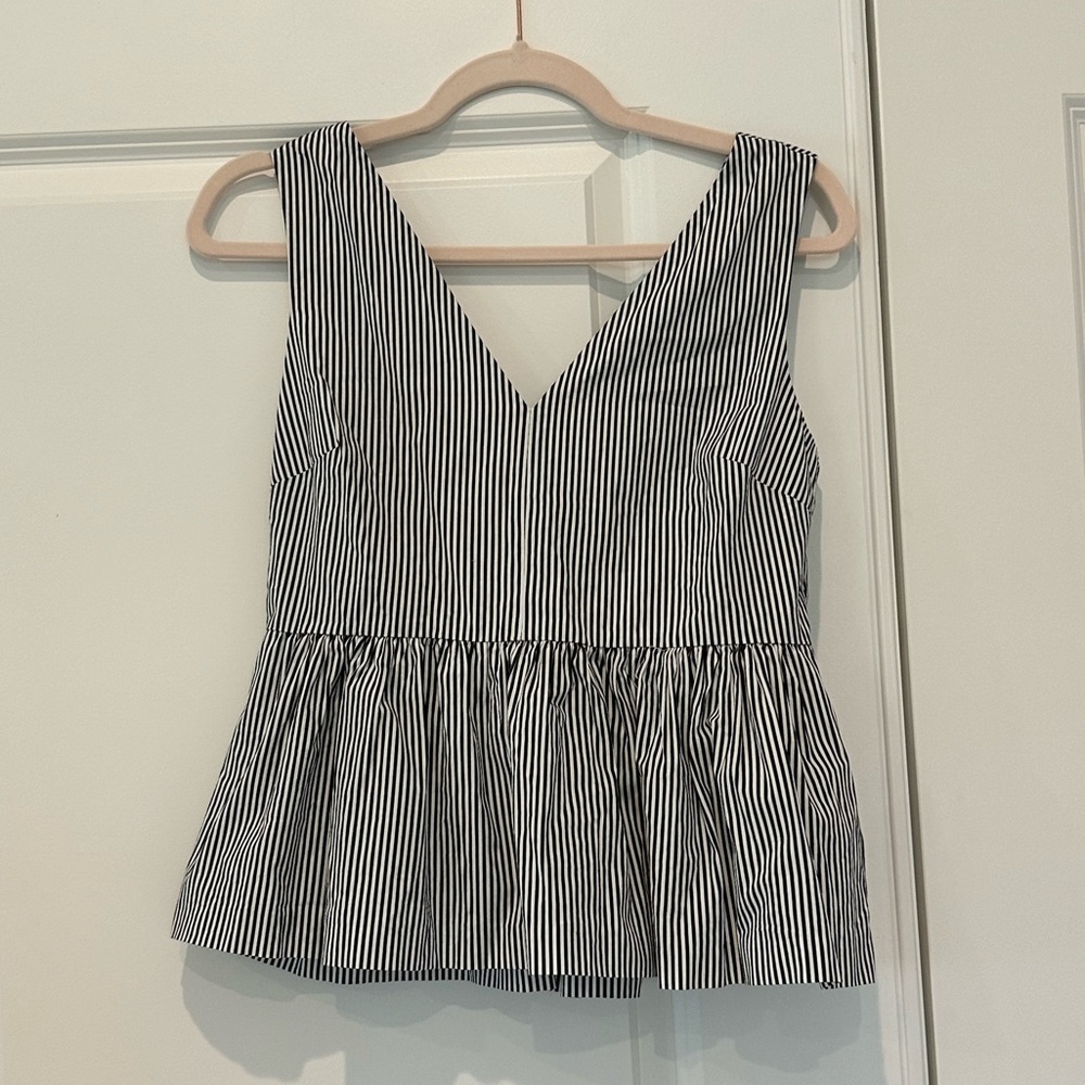 J. Crew Black & White Peplum Blouse
